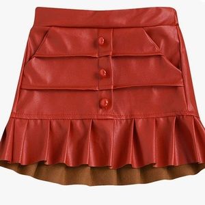 Baby Girl's Leather Skirt Pleated Mini Skort with Pocket Red . 2-3T ONLY ‼️
